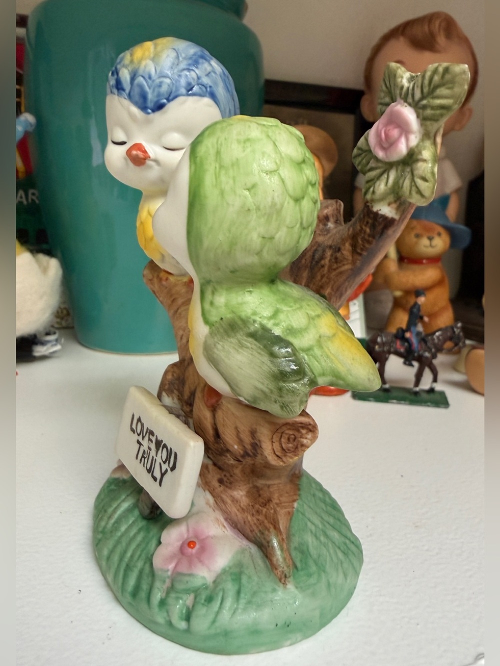 Vintage Norleans Porcelain Love Birds Figurine Mid Century Love You Truly - Picture 4 of 9